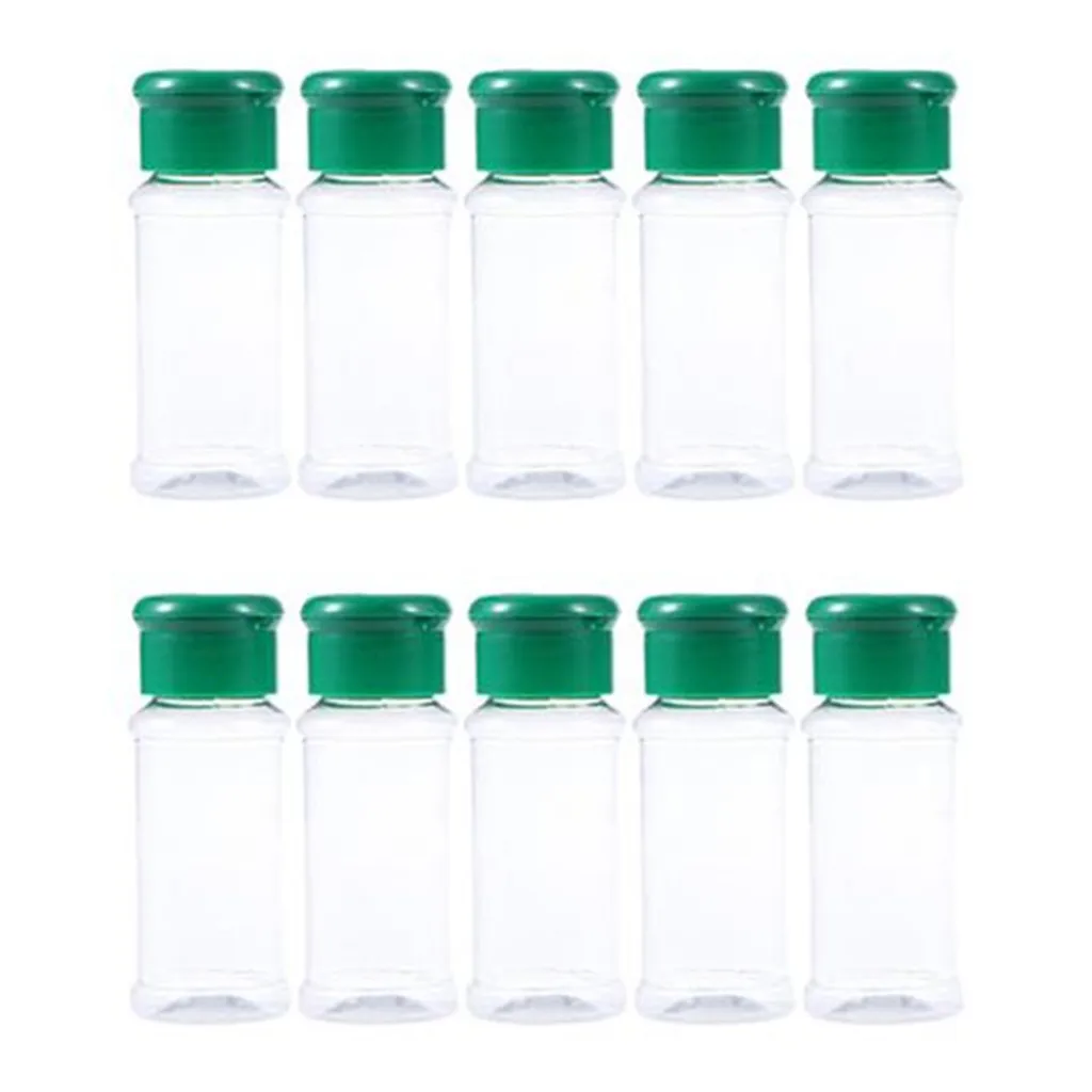10pcs 100 ml Plastikgewürzflasche Flasche Gewürzspender Pfefferglas Aufbewahrungsflasche-Grün